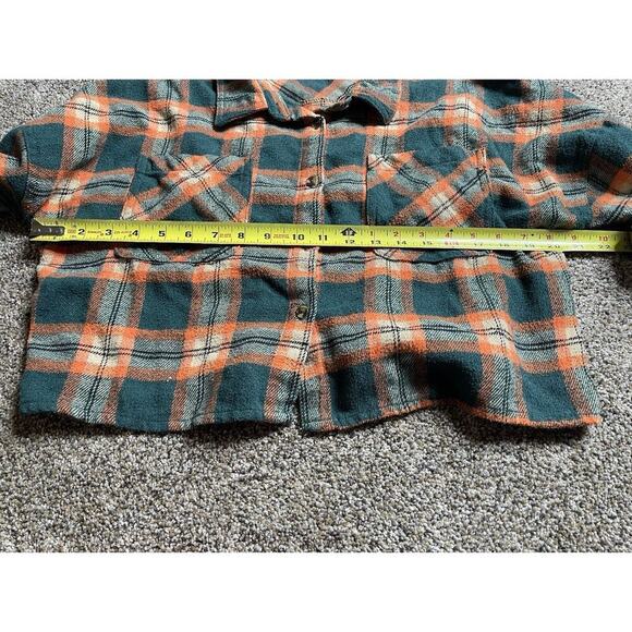 Mila And Tiff Cropped Plaid Flannel Shacket Button Down Long Sleeve Large - Picture 7 of 7